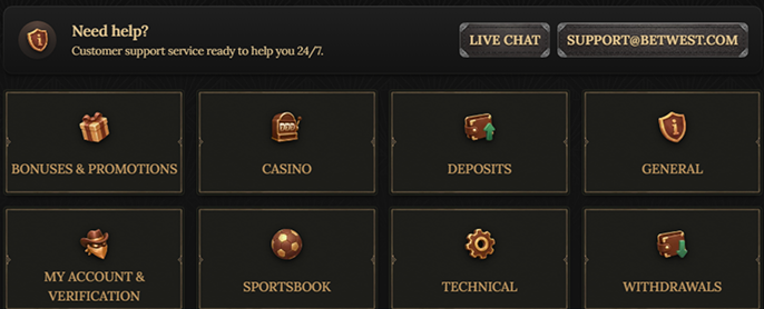 BetWest Casino Support